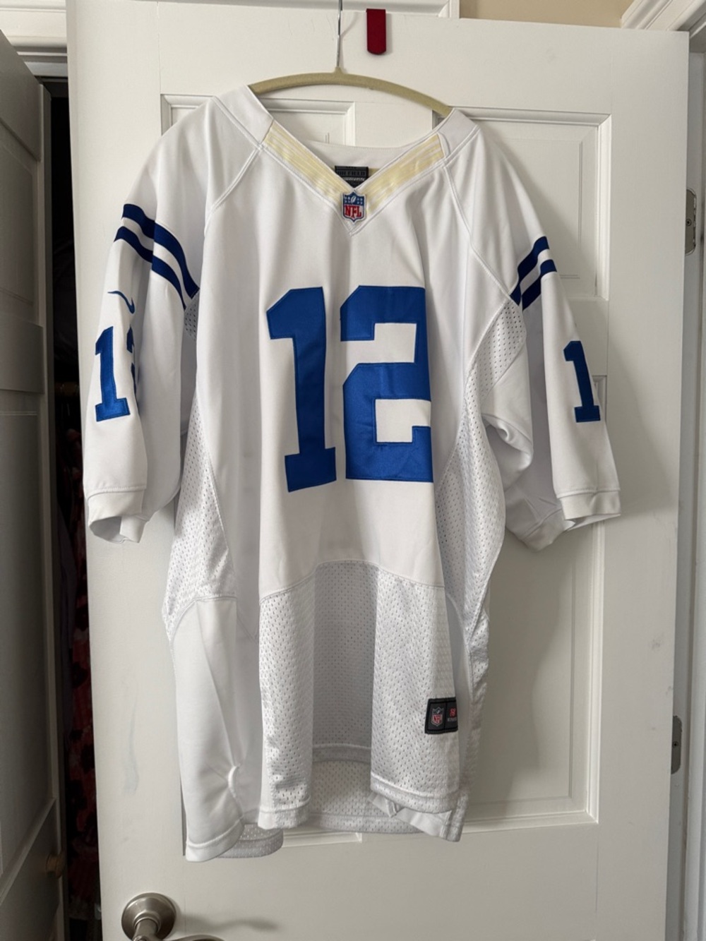 Nike Men's White and Blue NFL Jersey #12